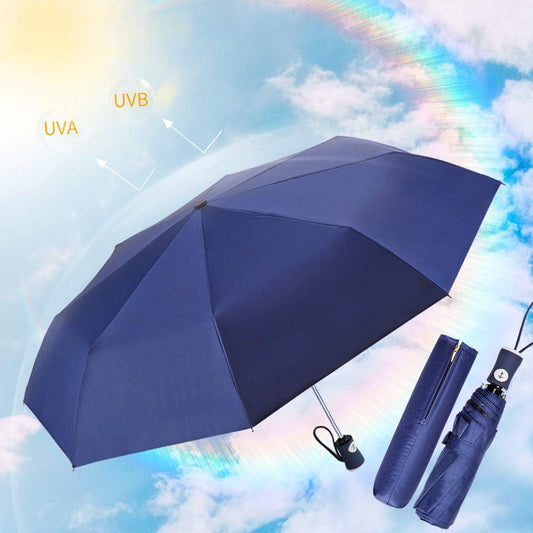 Sun Umbrella Compact Folding Travel Umbrella Auto Open and Close for Windproof Rainproof & 99.9% UV Protection Parasol with Black Anti UV Coating