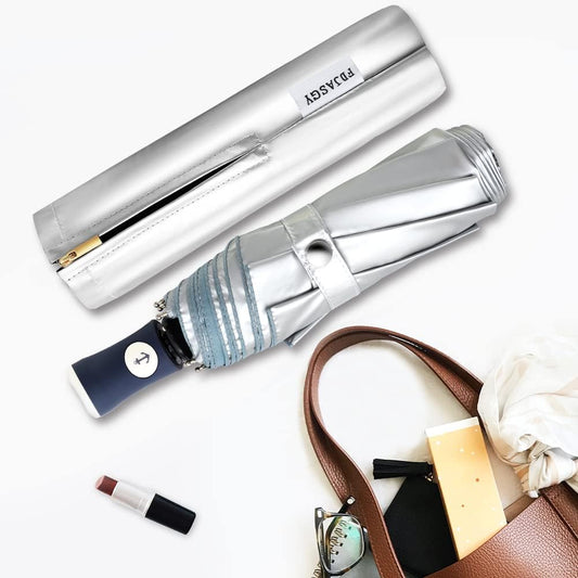 Silver Coating Layer Fabric Blocking UV 99.9% Sun Umbrella Compact Folding Travel Umbrella Automatic Folding Windproof Umbrellas For Men and Women (Blue)