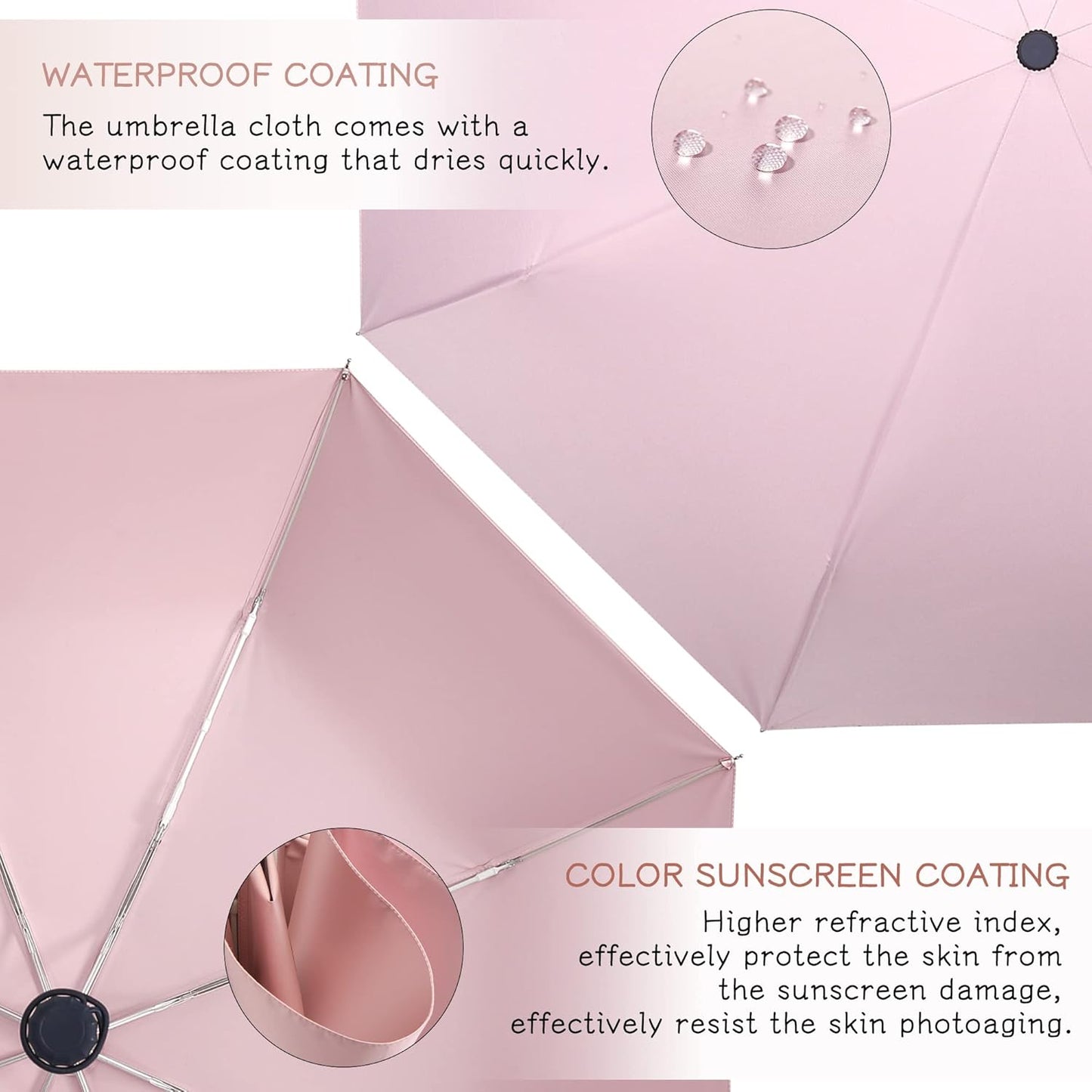 Velmorna UV Sun Umbrella Compact Folding Travel Umbrella Auto Open Close Compact Folding Rain Umbrellas for Women Men Blocking UV 99.98%