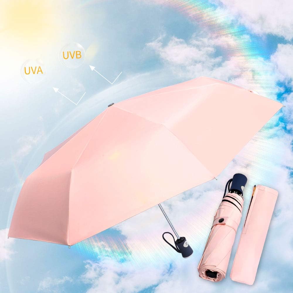Velmorna Sun Umbrella Compact Folding Travel Umbrella Auto Open and Close for Windproof Rainproof &amp; 99.9% UV Protection Parasol with Black Anti UV Coating