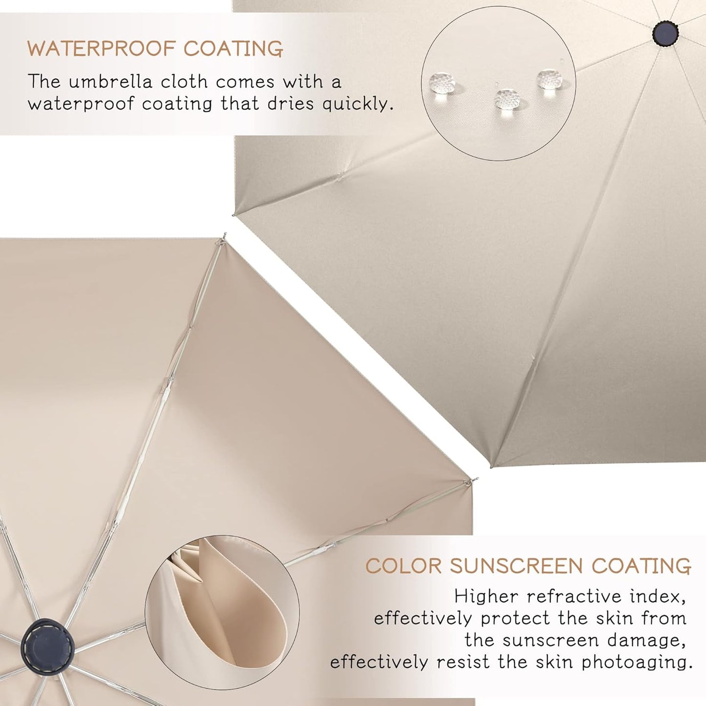 Velmorna UV Sun Umbrella Compact Folding Travel Umbrella Auto Open Close Compact Folding Rain Umbrellas for Women Men Blocking UV 99.98%