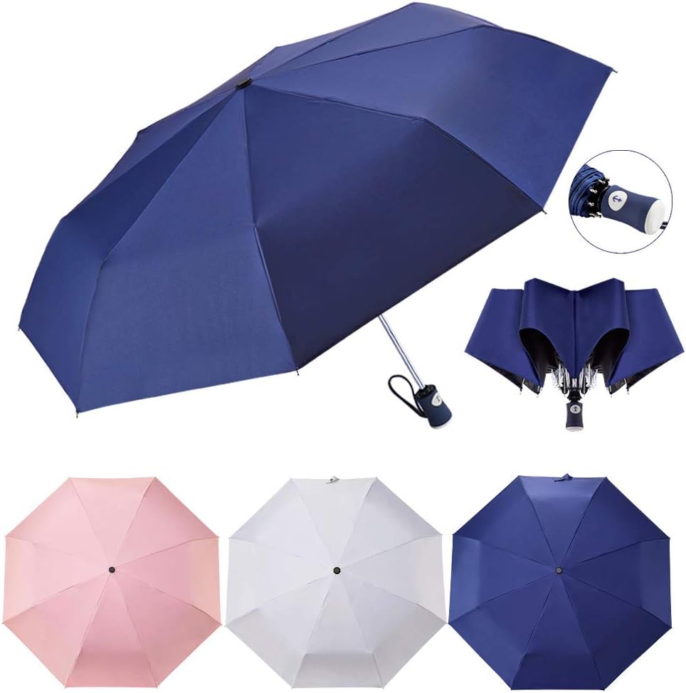 Velmorna  Sun Umbrella Compact Folding Travel Umbrella Auto Open and Close for Windproof Rainproof &amp; 99.9% UV Protection Parasol with Black Anti UV Coating