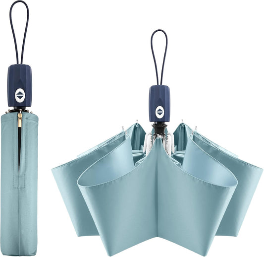 Velmorna UV Sun Umbrella Compact Folding Travel Umbrella Auto Open Close Compact Folding Rain Umbrellas for Women Men Blocking UV 99.98%