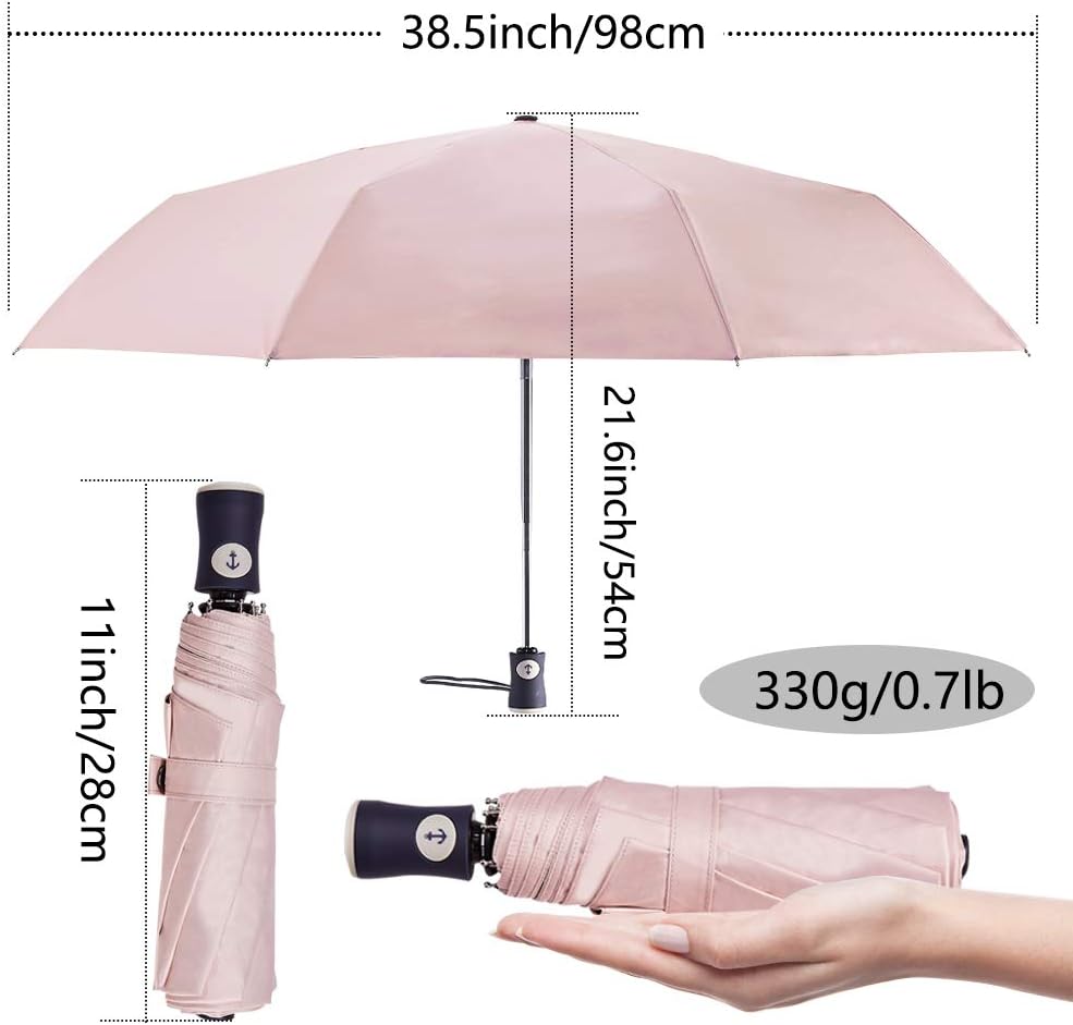 Velmorna Sun Umbrella Compact Folding Travel Umbrella Auto Open and Close for Windproof Rainproof &amp; 99.9% UV Protection Parasol with Black Anti UV Coating