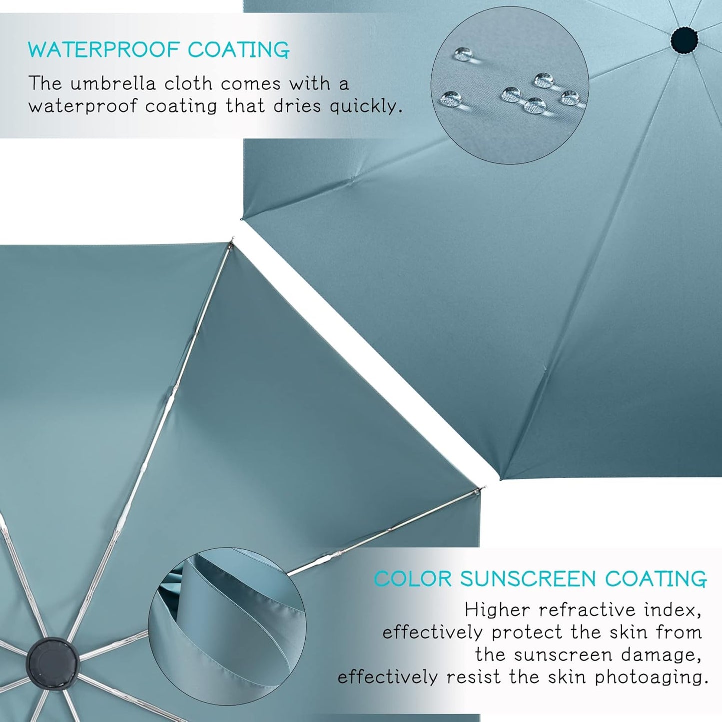 Velmorna UV Sun Umbrella Compact Folding Travel Umbrella Auto Open Close Compact Folding Rain Umbrellas for Women Men Blocking UV 99.98%