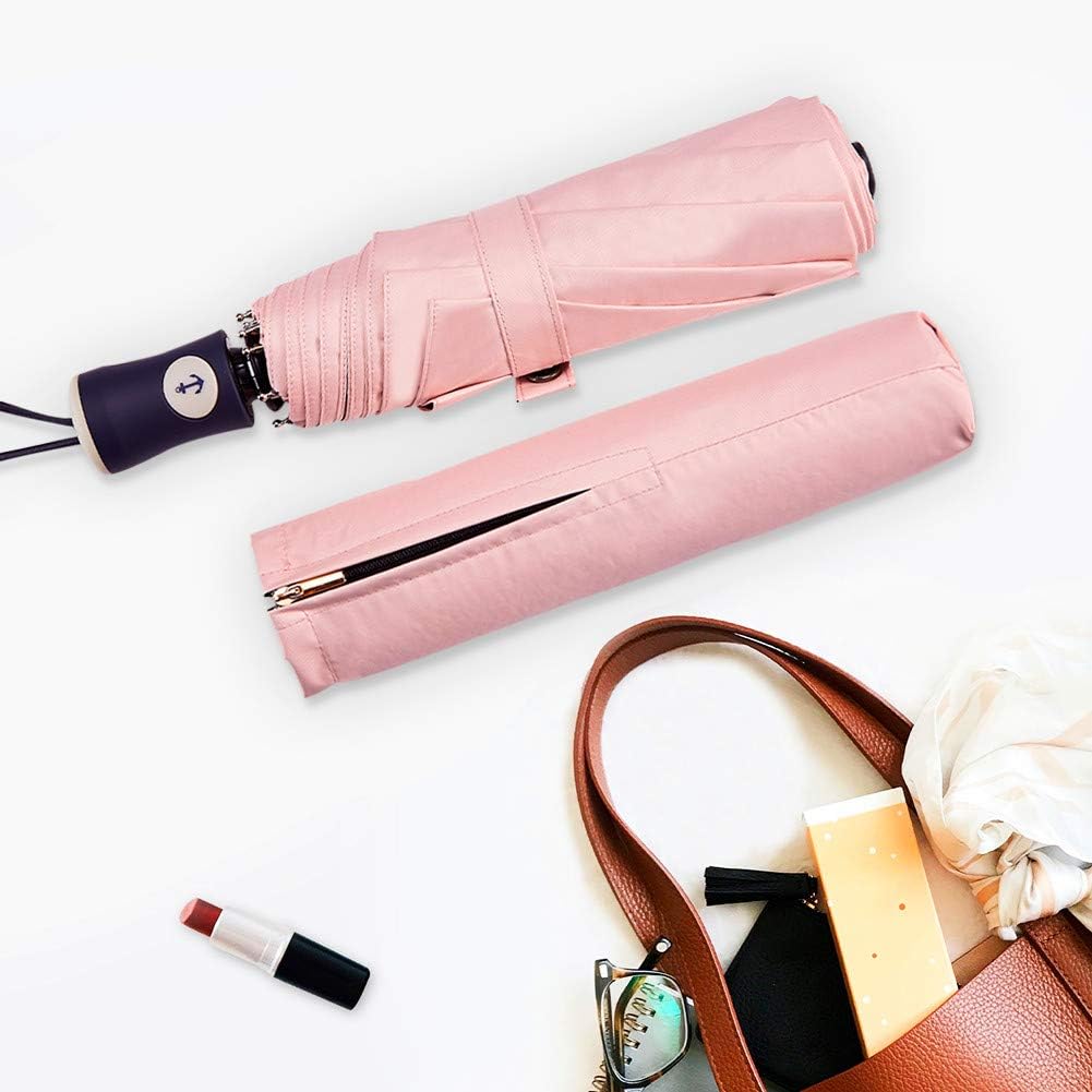 Velmorna Sun Umbrella Compact Folding Travel Umbrella Auto Open and Close for Windproof Rainproof &amp; 99.9% UV Protection Parasol with Black Anti UV Coating