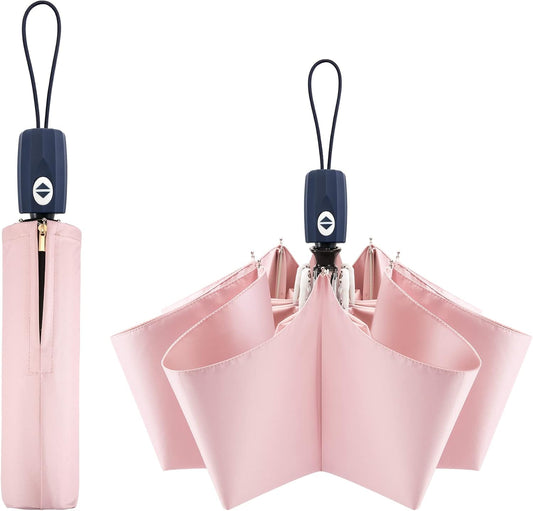 Velmorna UV Sun Umbrella Compact Folding Travel Umbrella Auto Open Close Compact Folding Rain Umbrellas for Women Men Blocking UV 99.98%