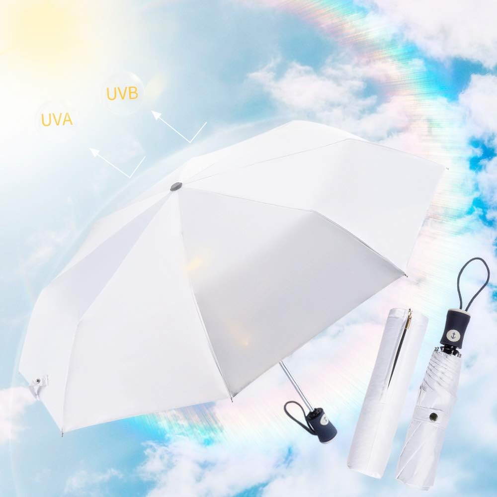 Velmorna Sun Umbrella Compact Folding Travel Umbrella Auto Open and Close for Windproof Rainproof &amp; 99.9% UV Protection Parasol with Black Anti UV Coating