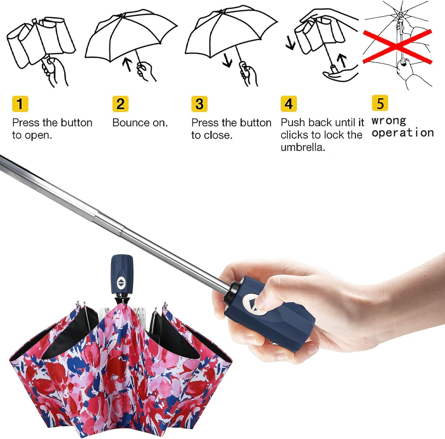 Velmorna UV Sun Umbrella Compact Folding Travel Umbrella Auto Open Close Compact Folding Rain Umbrellas for Women Men Blocking UV 99.98%