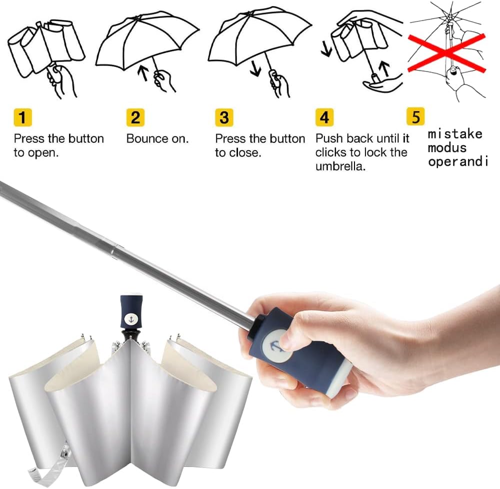 Velmorna Silver Coating Layer Fabric Blocking UV 99.9% Sun Umbrella Compact Folding Travel Umbrella Automatic Folding Windproof Umbrellas For Men and Women (Beige)