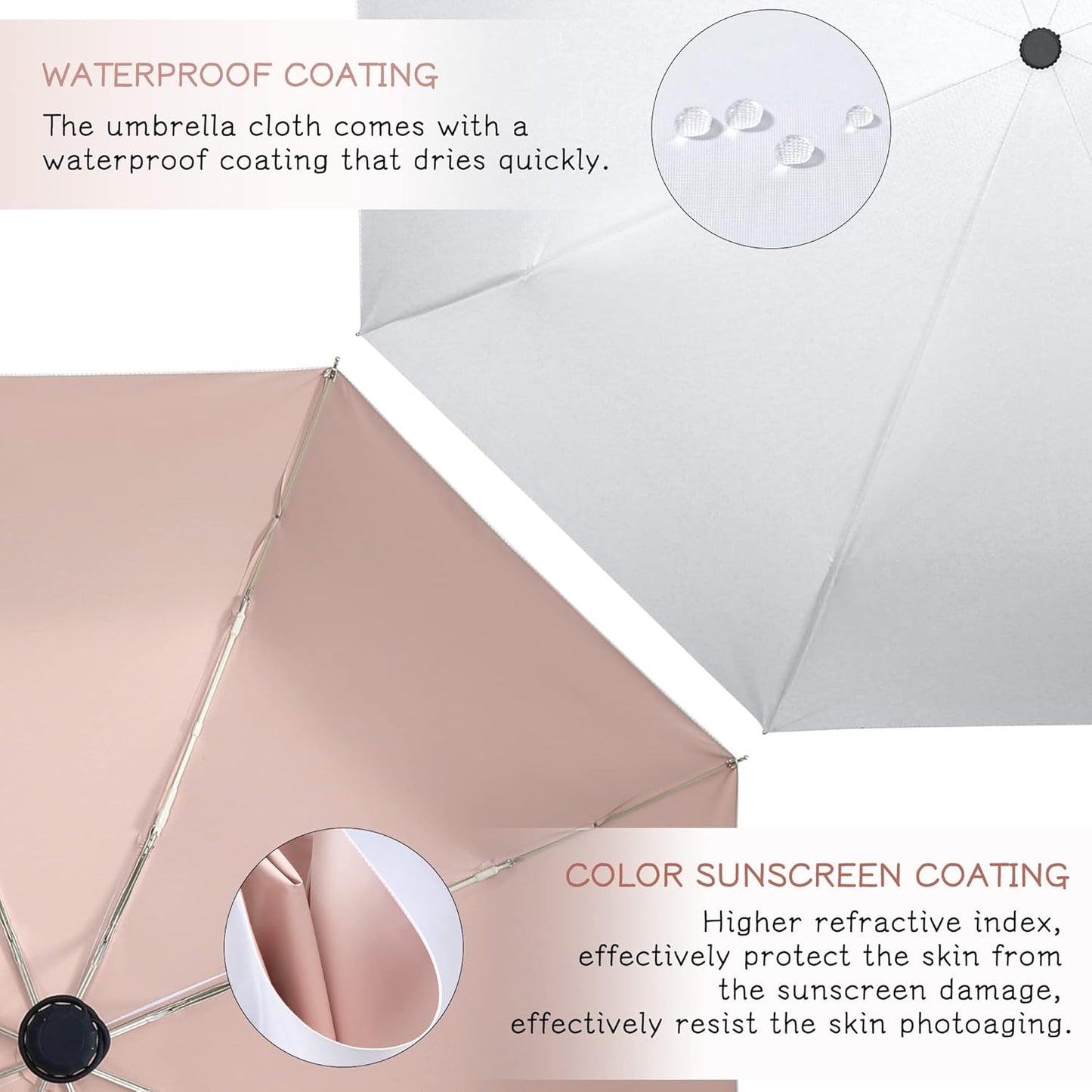 Velmorna UV Sun Umbrella Compact Folding Travel Umbrella Auto Open Close Compact Folding Rain Umbrellas for Women Men Blocking UV 99.98%