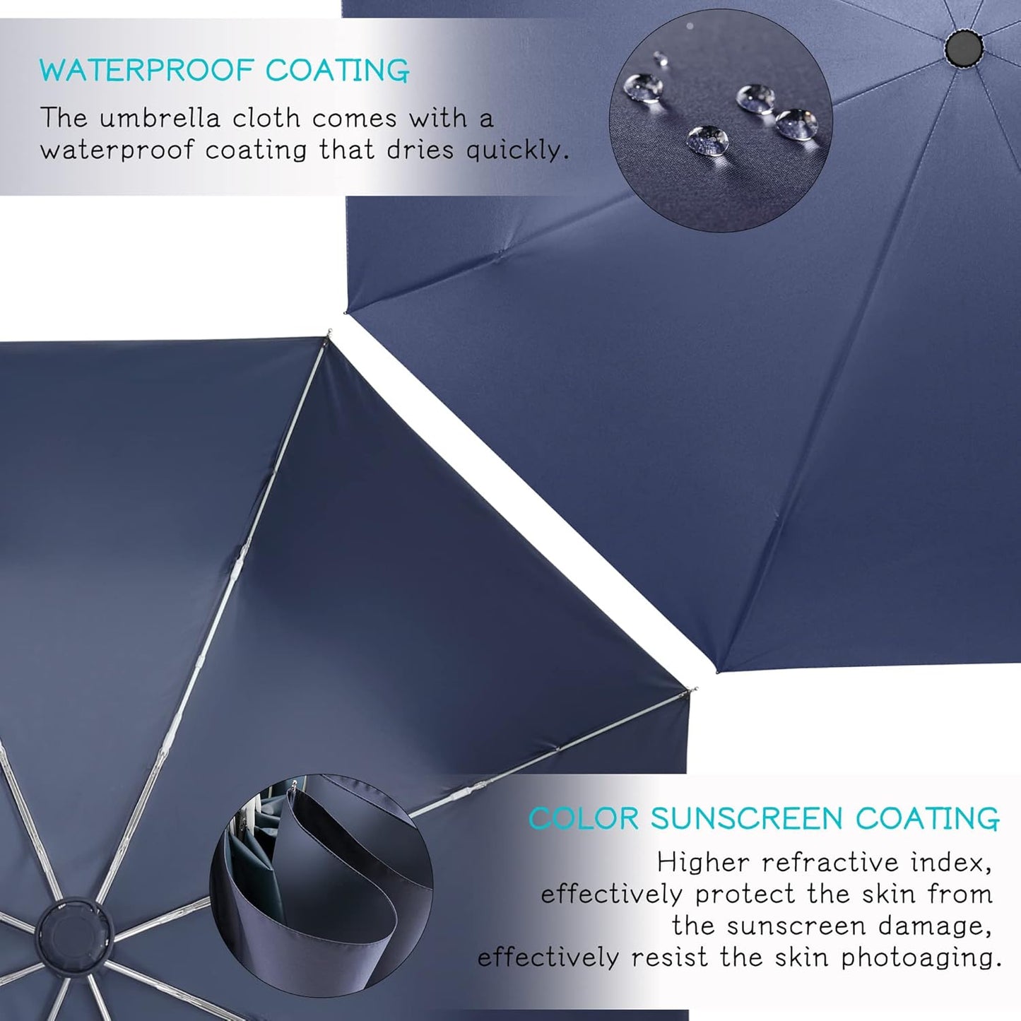 Velmorna UV Sun Umbrella Compact Folding Travel Umbrella Auto Open Close Compact Folding Rain Umbrellas for Women Men Blocking UV 99.98%