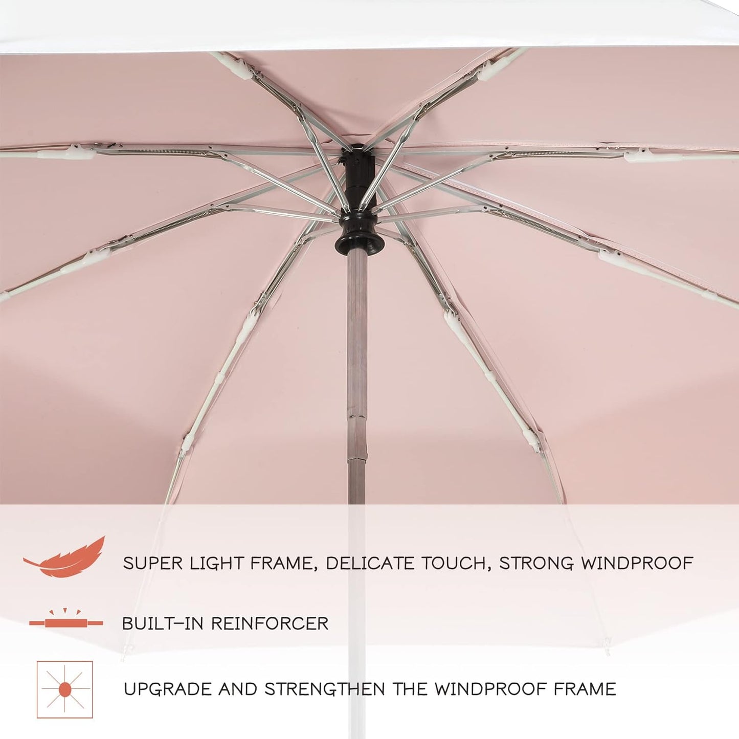 Velmorna UV Sun Umbrella Compact Folding Travel Umbrella Auto Open Close Compact Folding Rain Umbrellas for Women Men Blocking UV 99.98%