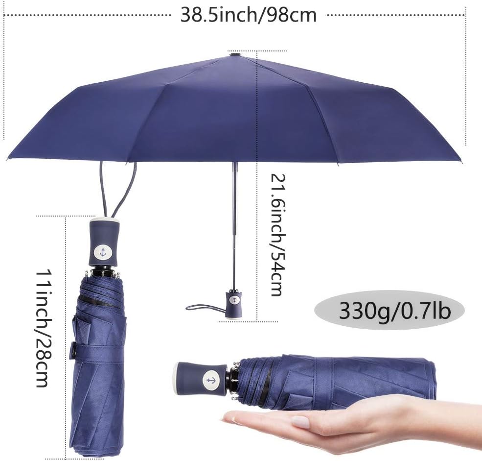 Velmorna  Sun Umbrella Compact Folding Travel Umbrella Auto Open and Close for Windproof Rainproof &amp; 99.9% UV Protection Parasol with Black Anti UV Coating