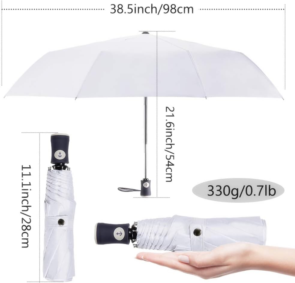 Velmorna Sun Umbrella Compact Folding Travel Umbrella Auto Open and Close for Windproof Rainproof &amp; 99.9% UV Protection Parasol with Black Anti UV Coating
